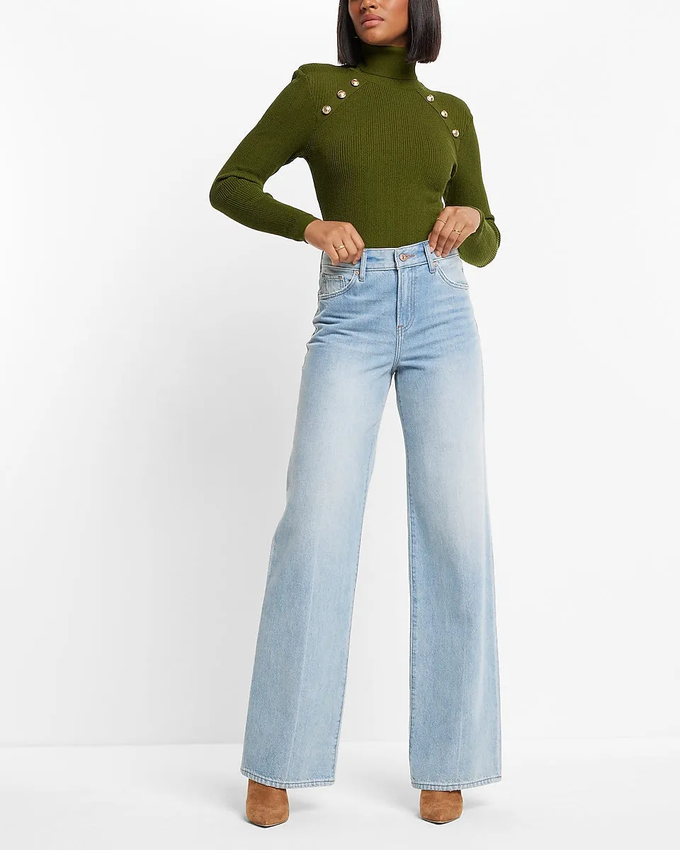 Novelty Button Turtleneck Sweater in Wilderness