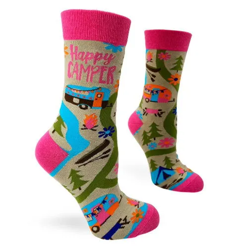 Novelty: Happy Camper - Crew Socks