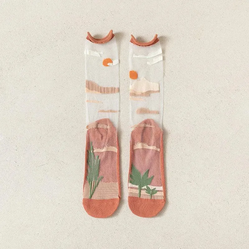 Nylon Transparent Crew Socks | Women's Unique Socks | Cute Outfits