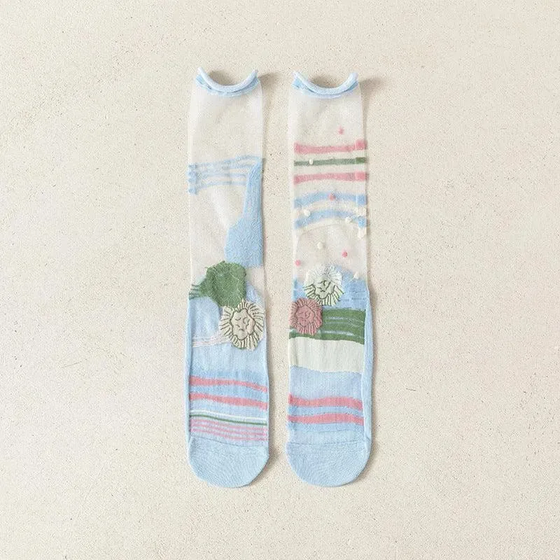 Nylon Transparent Crew Socks | Women's Unique Socks | Cute Outfits