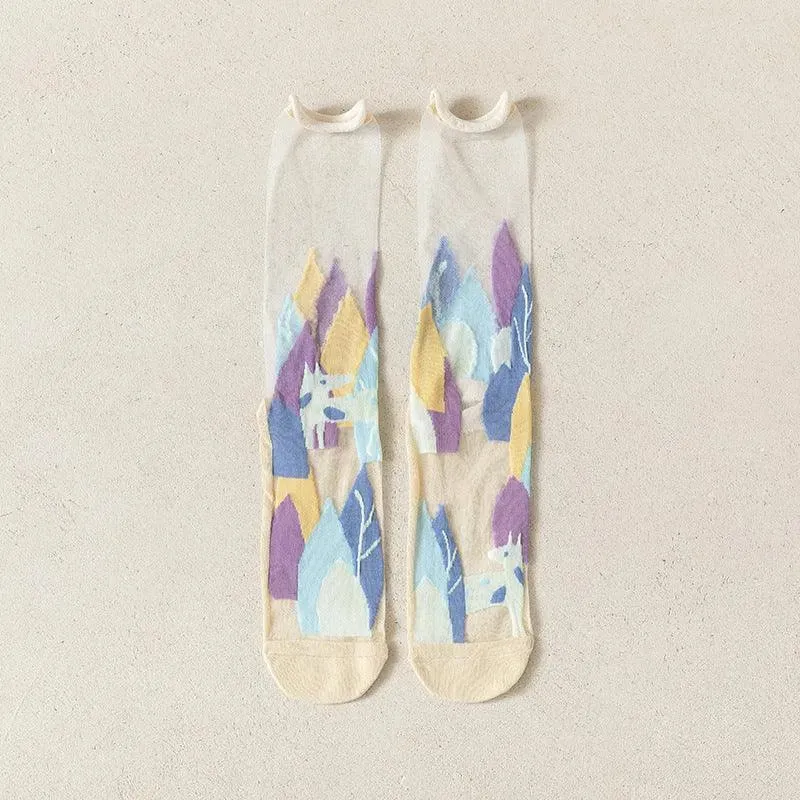 Nylon Transparent Crew Socks | Women's Unique Socks | Cute Outfits