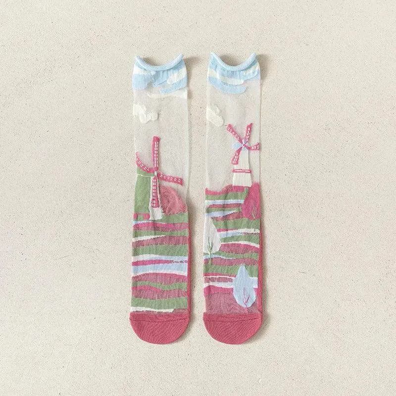 Nylon Transparent Crew Socks | Women's Unique Socks | Cute Outfits