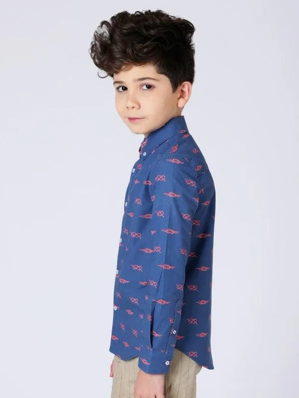 One Friday Blue Knot Printed Shirt