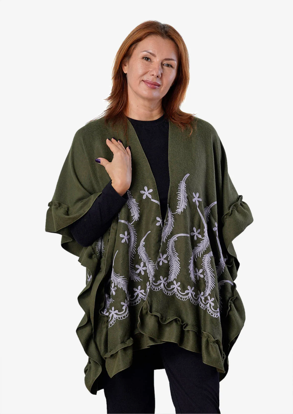 Open Front Embroidered Kimono