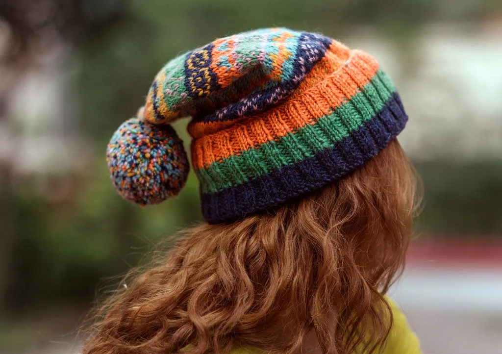 Orange Pure and Soft Wool Winter Sherpa Pom Pom Beanie