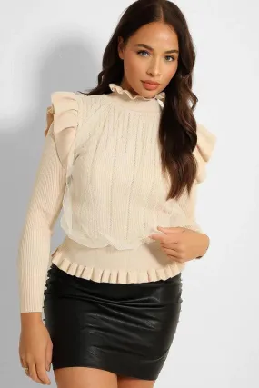 Organza Layer High Neck Frilled Pullover