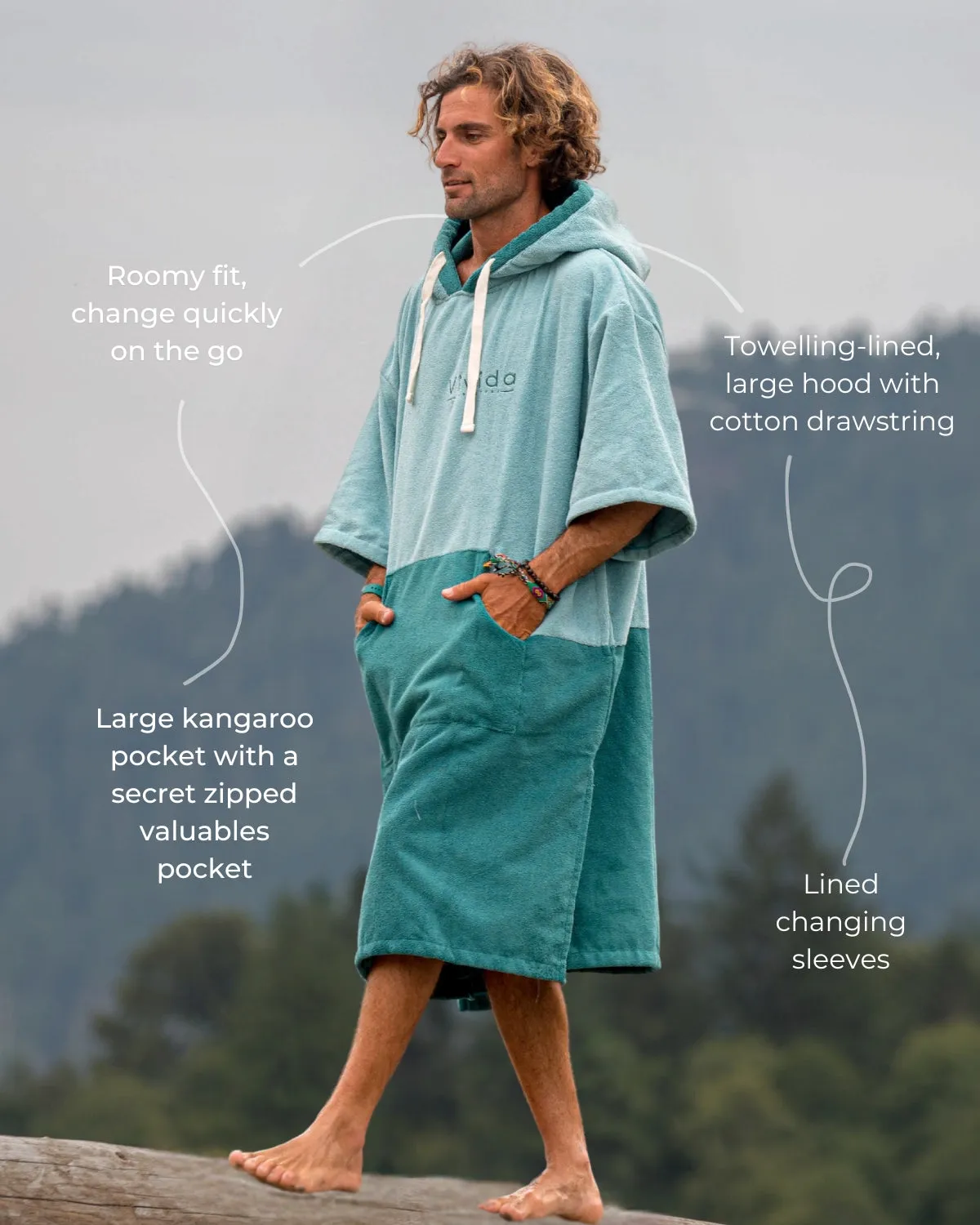 Original Poncho Towel Changing Robe - Turquoise Teal / Pacific Teal