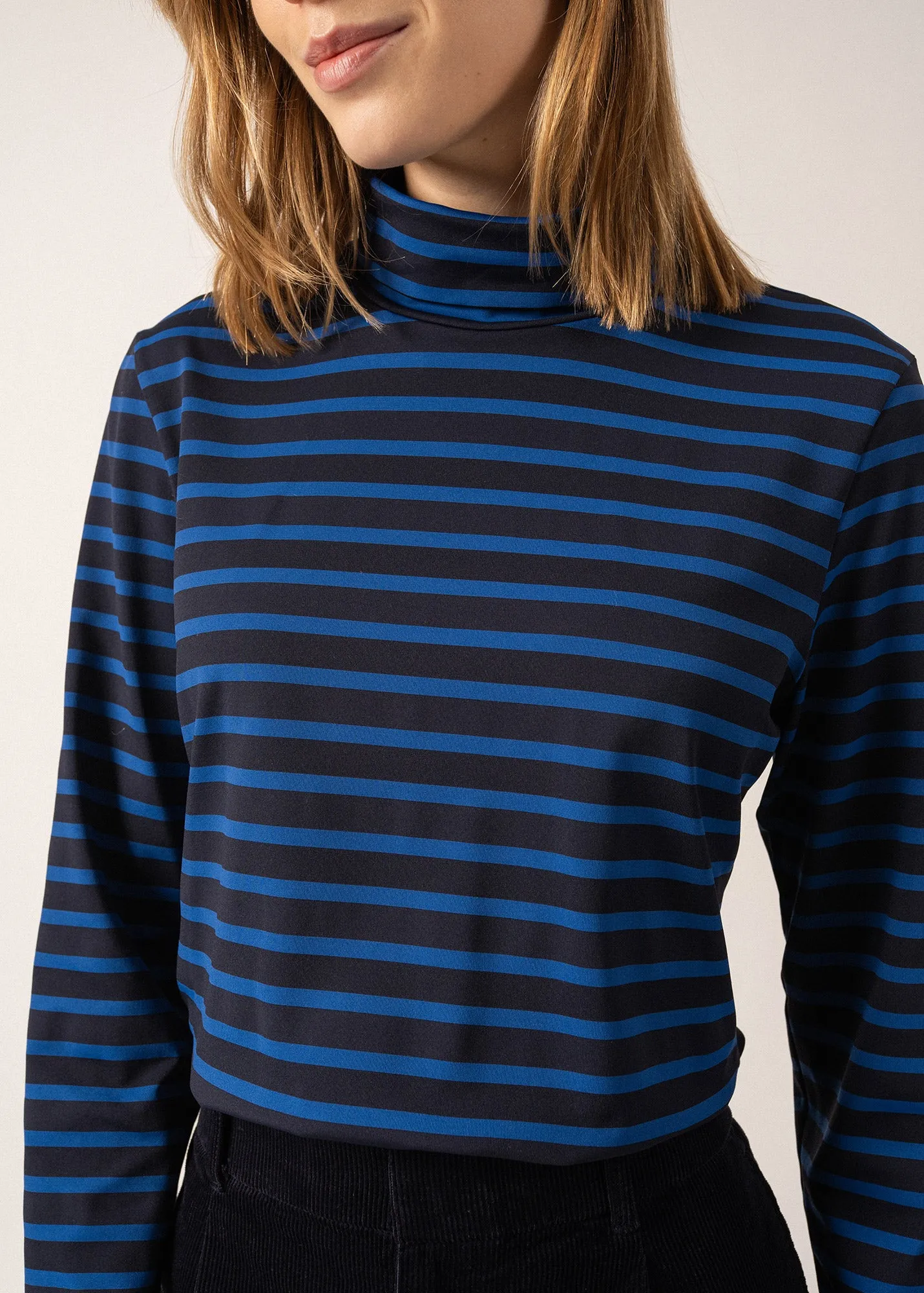 Oural t-shirt - turtleneck, in striped jersey (NAVY/GITANE)