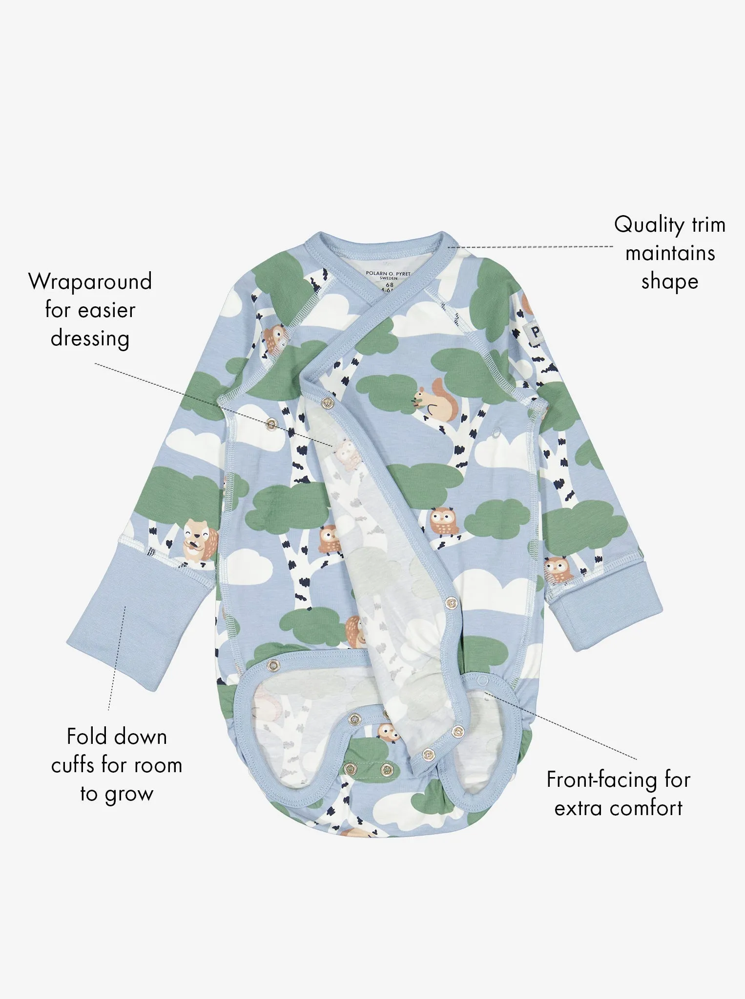 Owls & Squirrels Wraparound Babygrow
