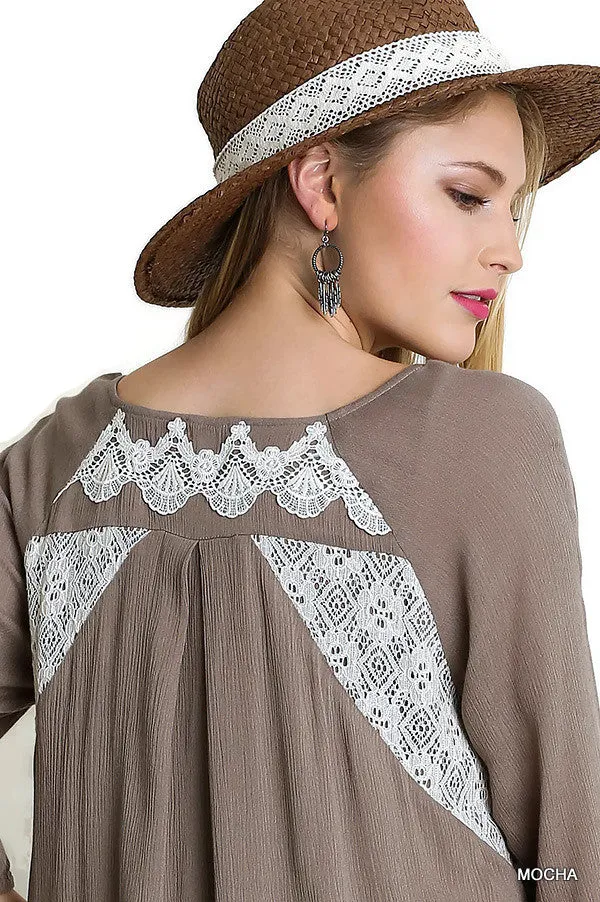 Peasant Lace Top, Mocha