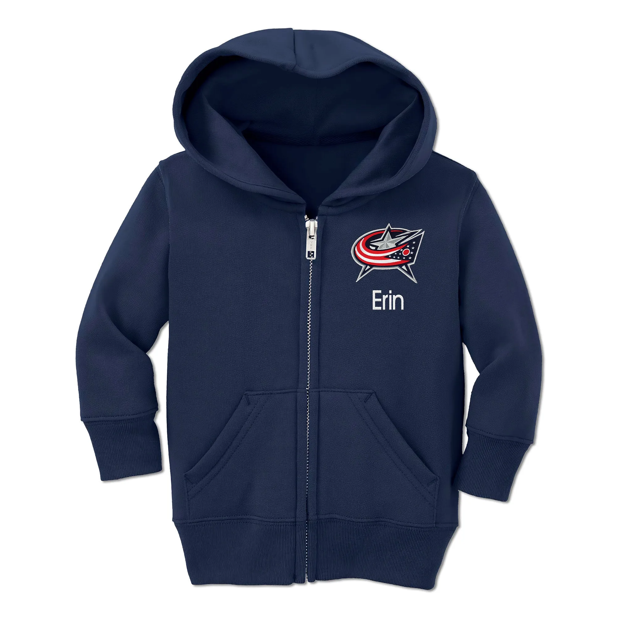 Personalized Columbus Blue Jackets Toddler Full-Zip Hooded Sweatshirt