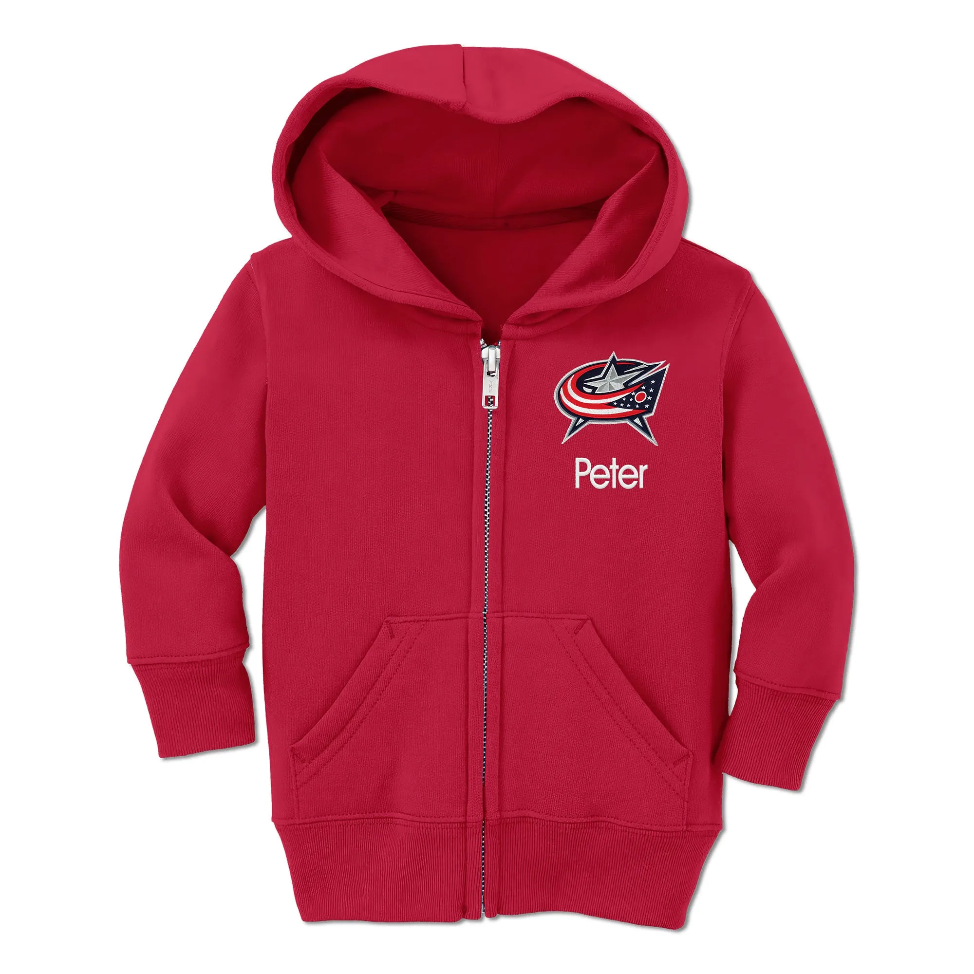 Personalized Columbus Blue Jackets Toddler Full-Zip Hooded Sweatshirt