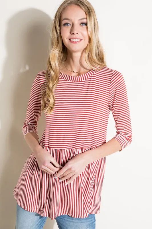 Pin Stripe Babydoll Tunic Top