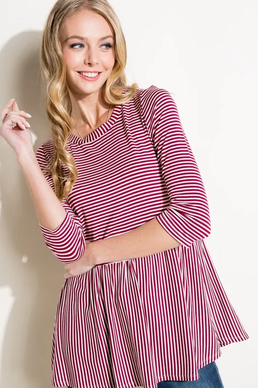 Pin Stripe Babydoll Tunic Top