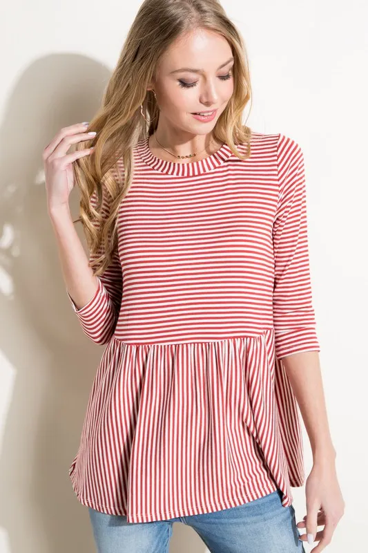 Pin Stripe Babydoll Tunic Top