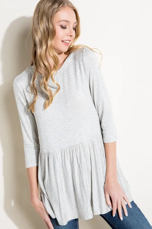 Pin Stripe Babydoll Tunic Top