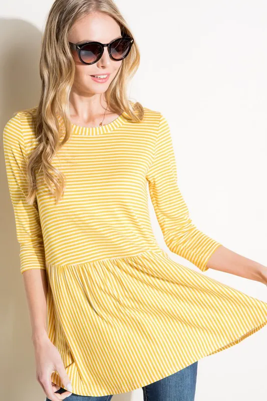 Pin Stripe Babydoll Tunic Top