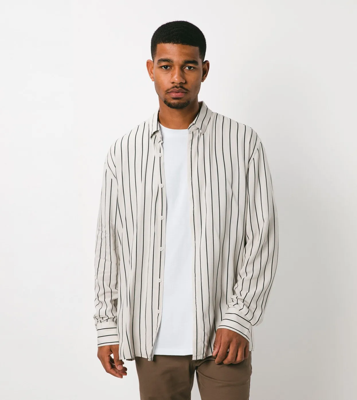 Pinstripe LS Shirt Shell/Black - Sale