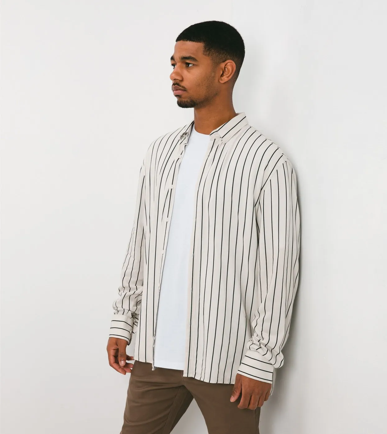 Pinstripe LS Shirt Shell/Black - Sale