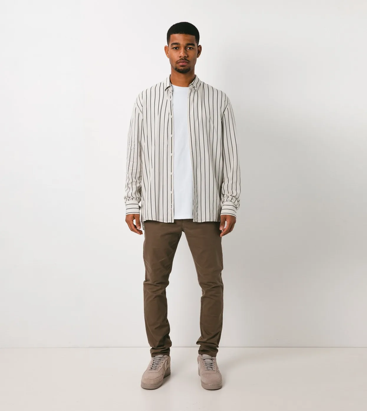 Pinstripe LS Shirt Shell/Black - Sale