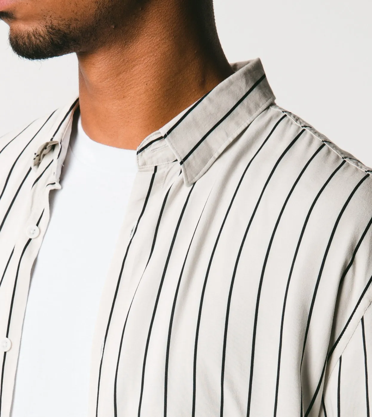 Pinstripe LS Shirt Shell/Black - Sale