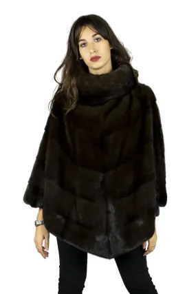 Poncho in mink Dark brown