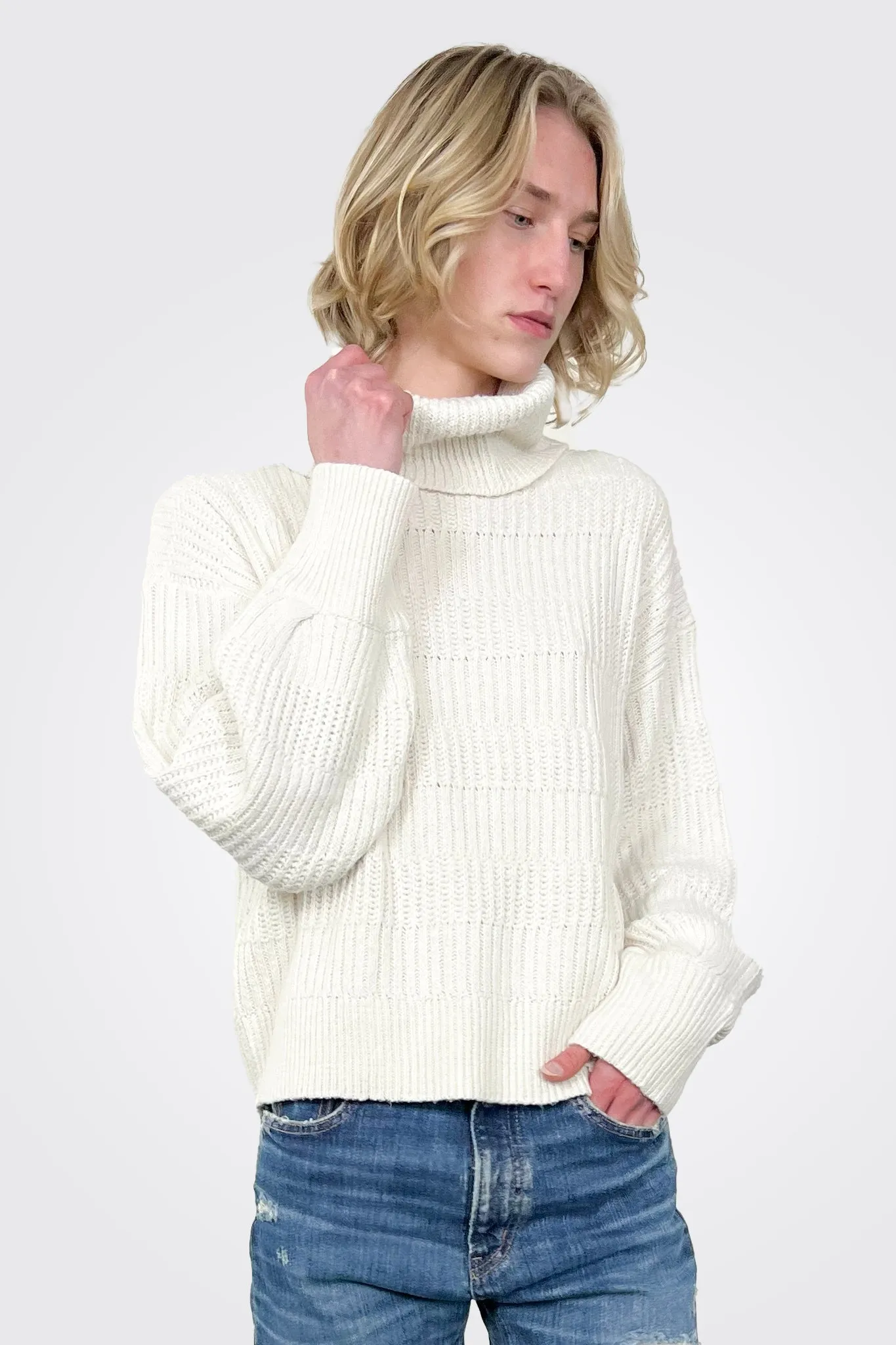 Puff Sleeve Turtleneck - Ivory