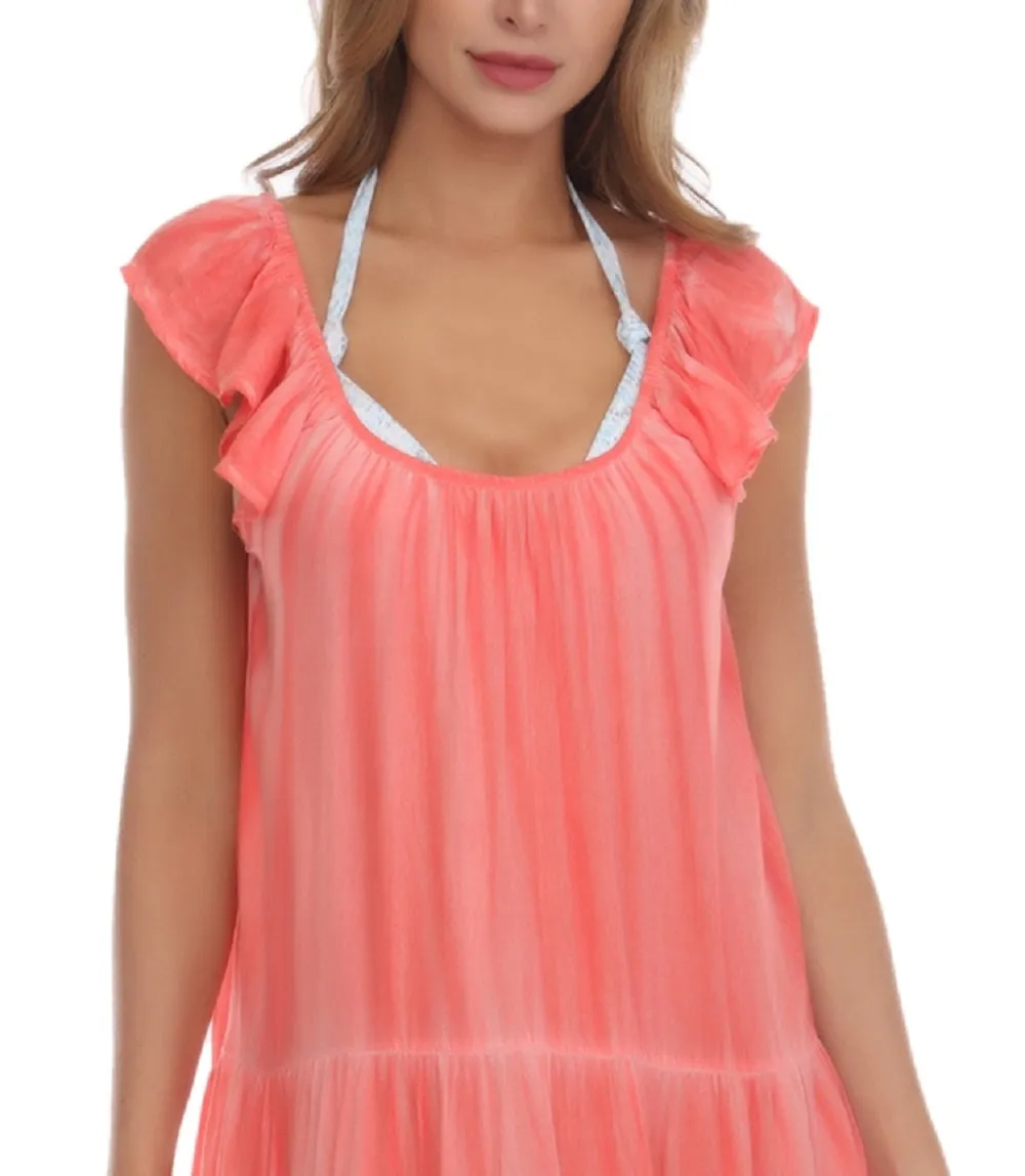 Raviya Women's Tiered Dress Cover Up Swimsuit Orange