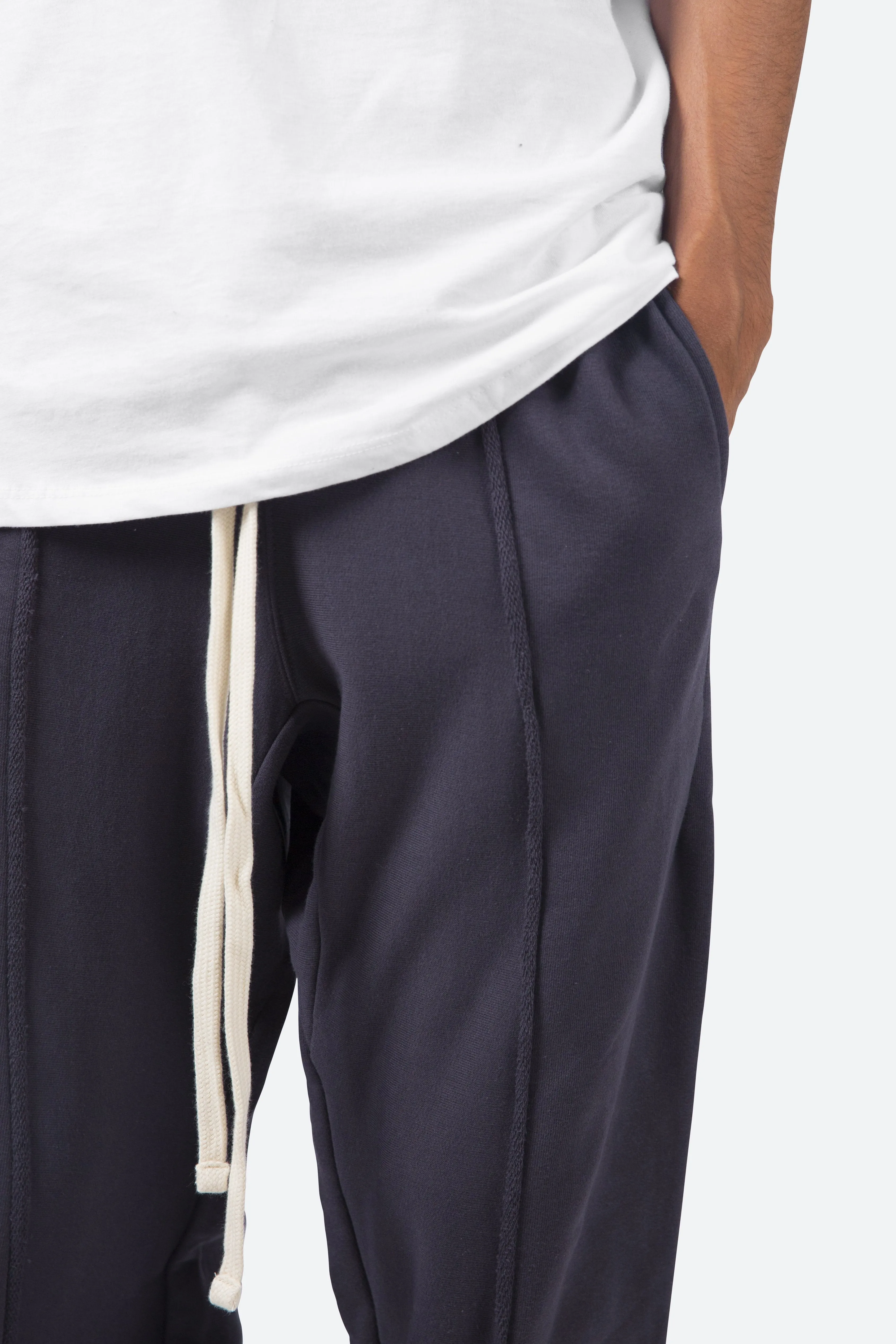 Raw Pleated Sweatpants - Navy