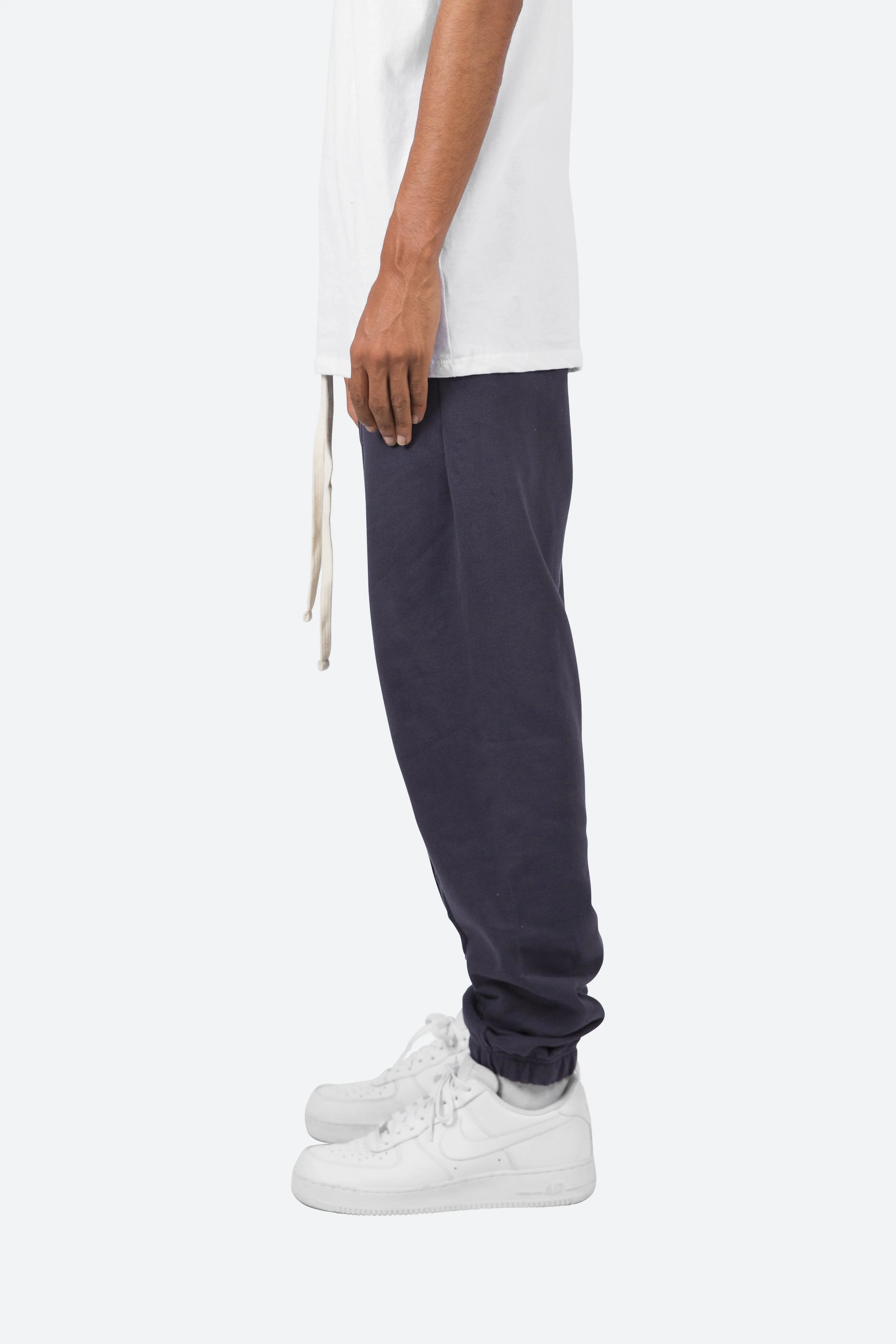 Raw Pleated Sweatpants - Navy