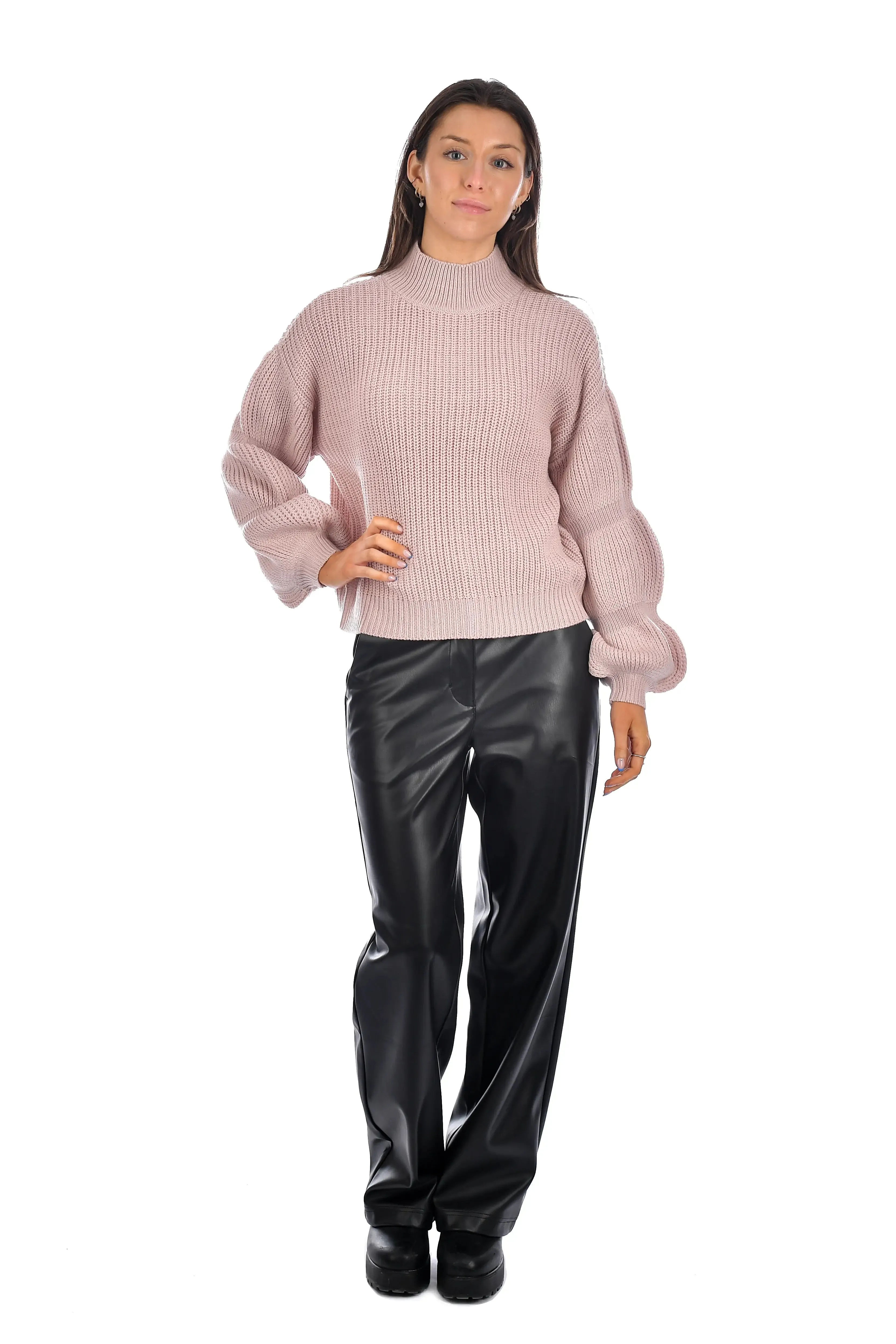 RDI Krystle Ruched Sleeve Mock Pullover