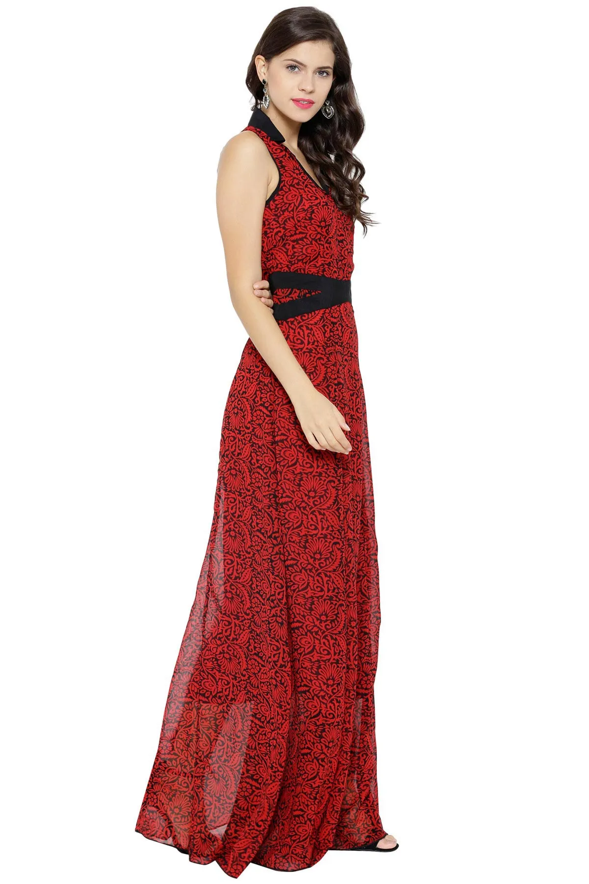 Red Floral Maxi Dress