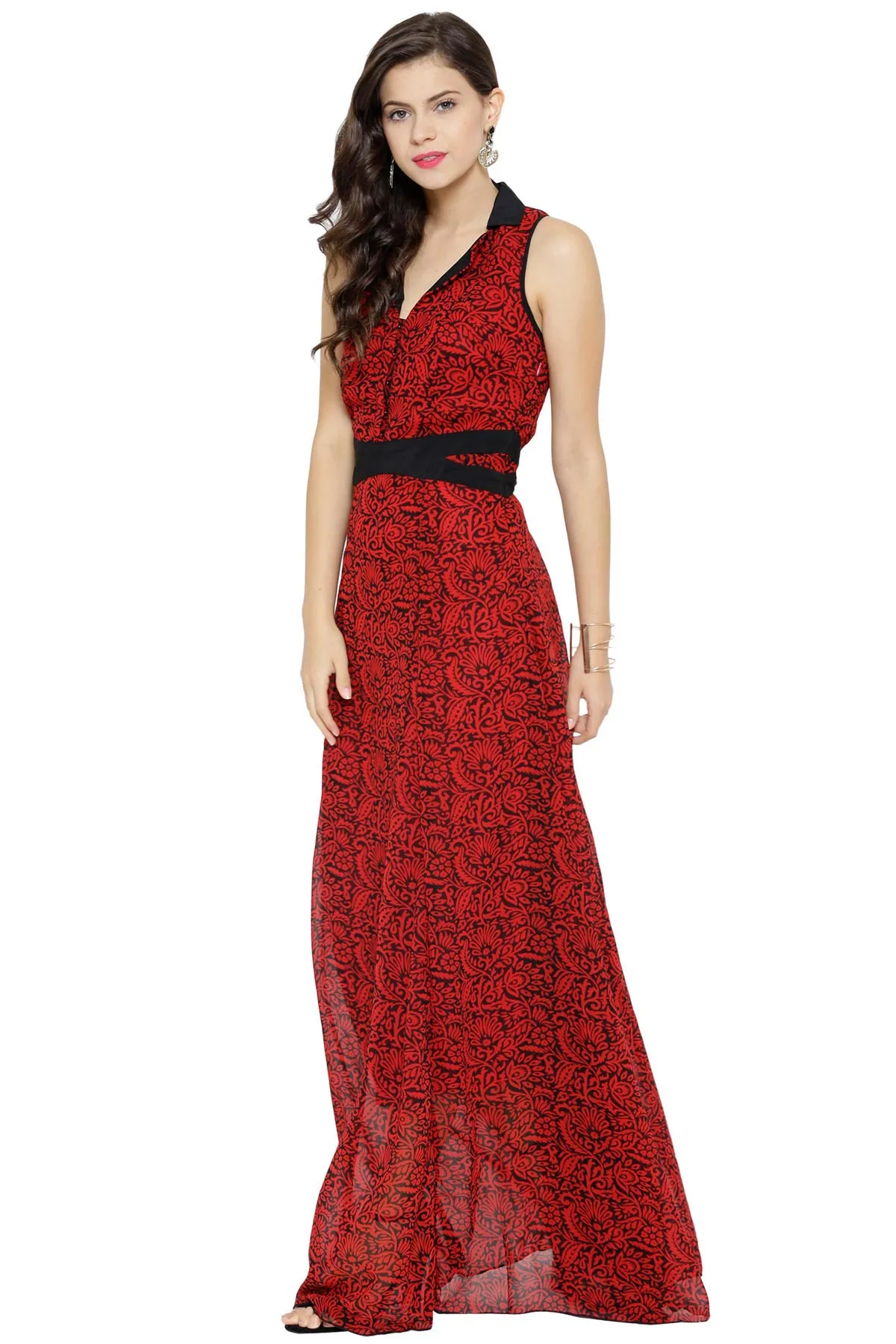 Red Floral Maxi Dress