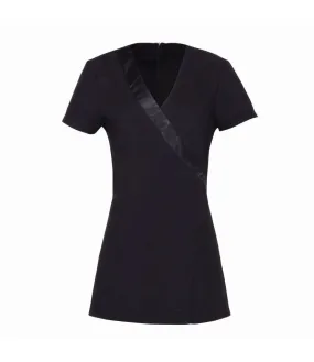 'Rose' Beauty And Spa Wrap Satin Trim Tunic | BLACK