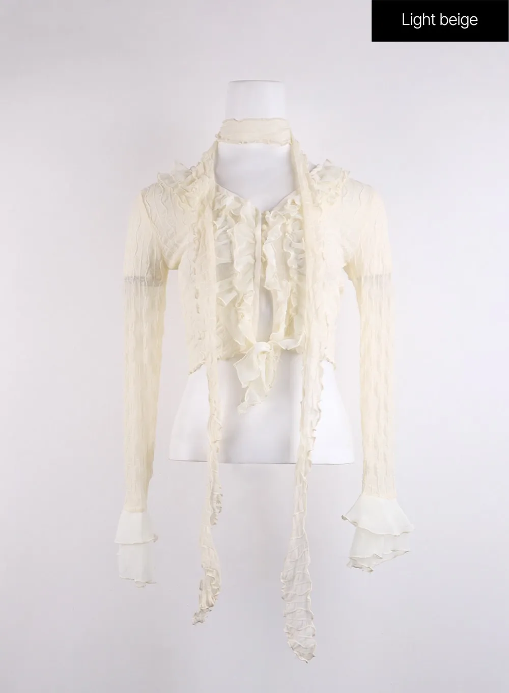 Ruffled Tie Front Cardigan CJ425