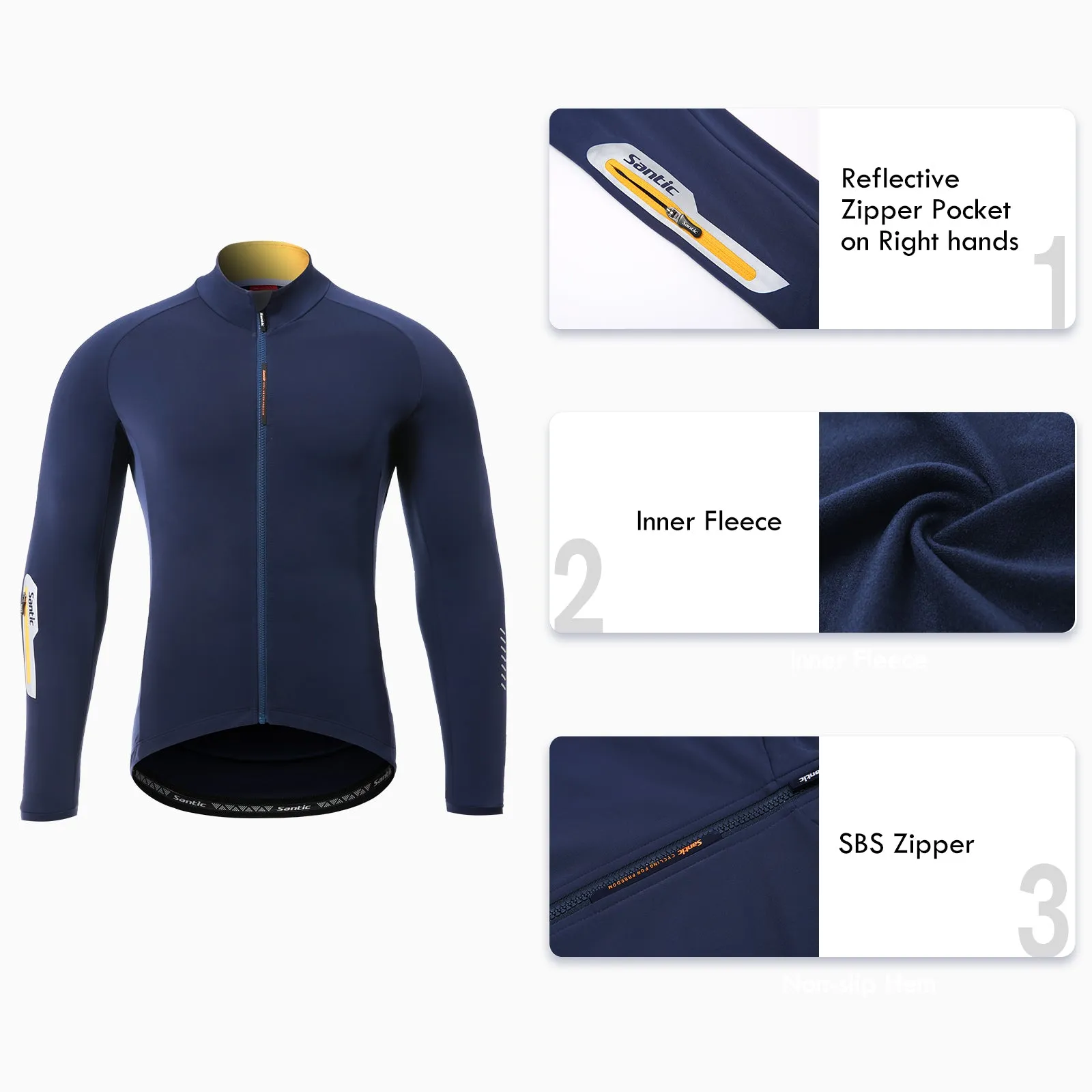 Santic Jiabaily ⅡNavy Men Cycling Jersey Long Sleeve