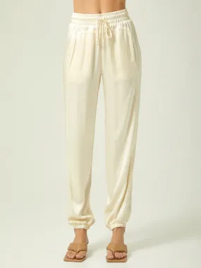 Satin Joggers, Creme