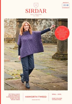 Sirdar Haworth Tweed D/K Poncho Knitting Pattern 10148