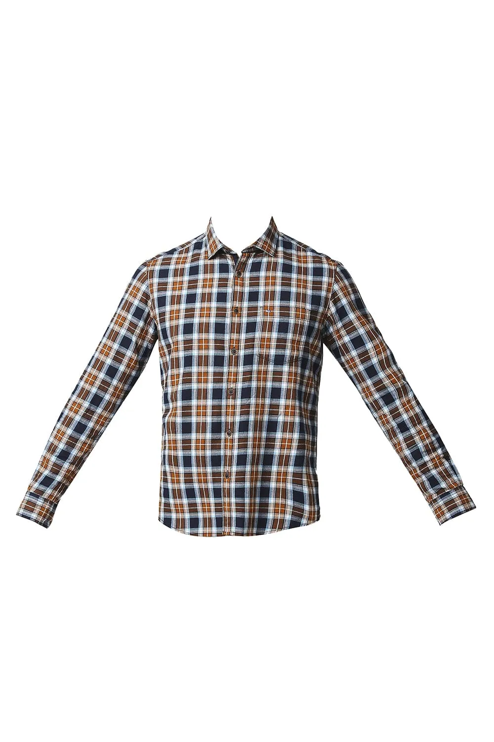 Slim Fit Brushed Twill Checks Shirt