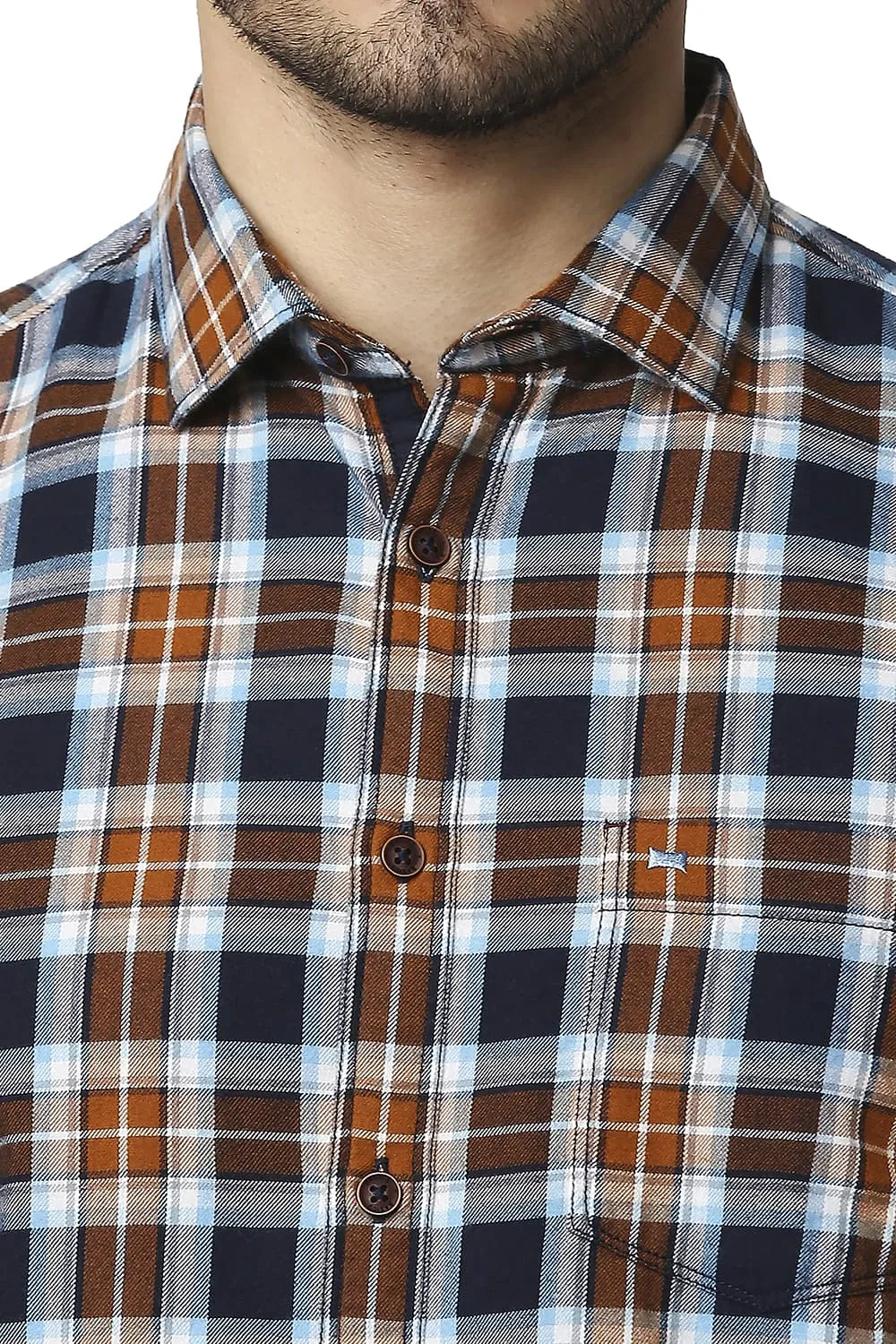 Slim Fit Brushed Twill Checks Shirt