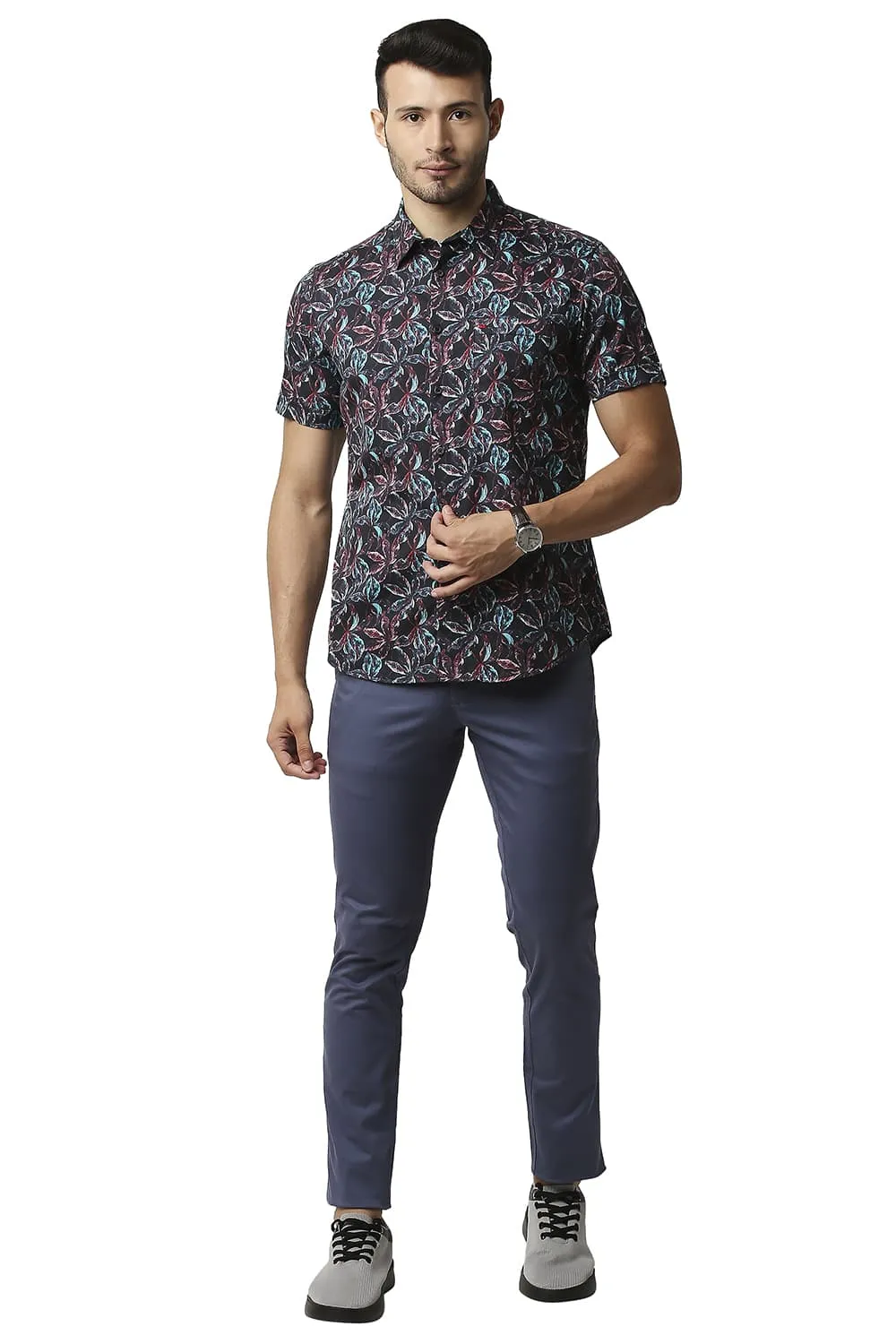 Slim Fit Digital Satin Printed Halfsleeves Shirt