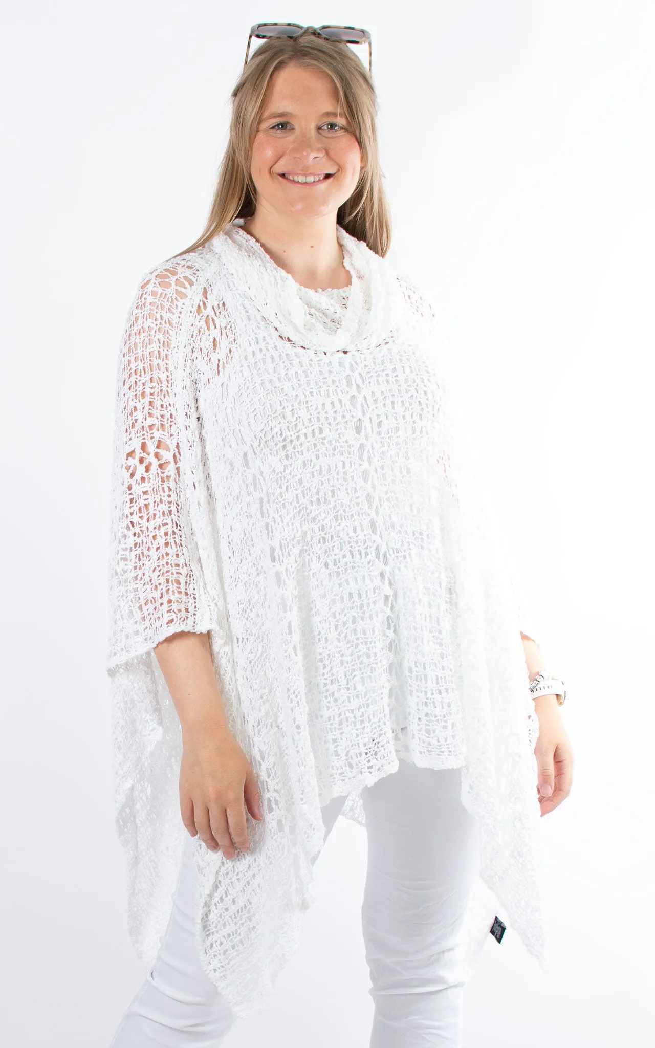 Sofi Neck Poncho | White