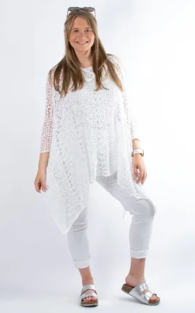 Sofi Neck Poncho | White