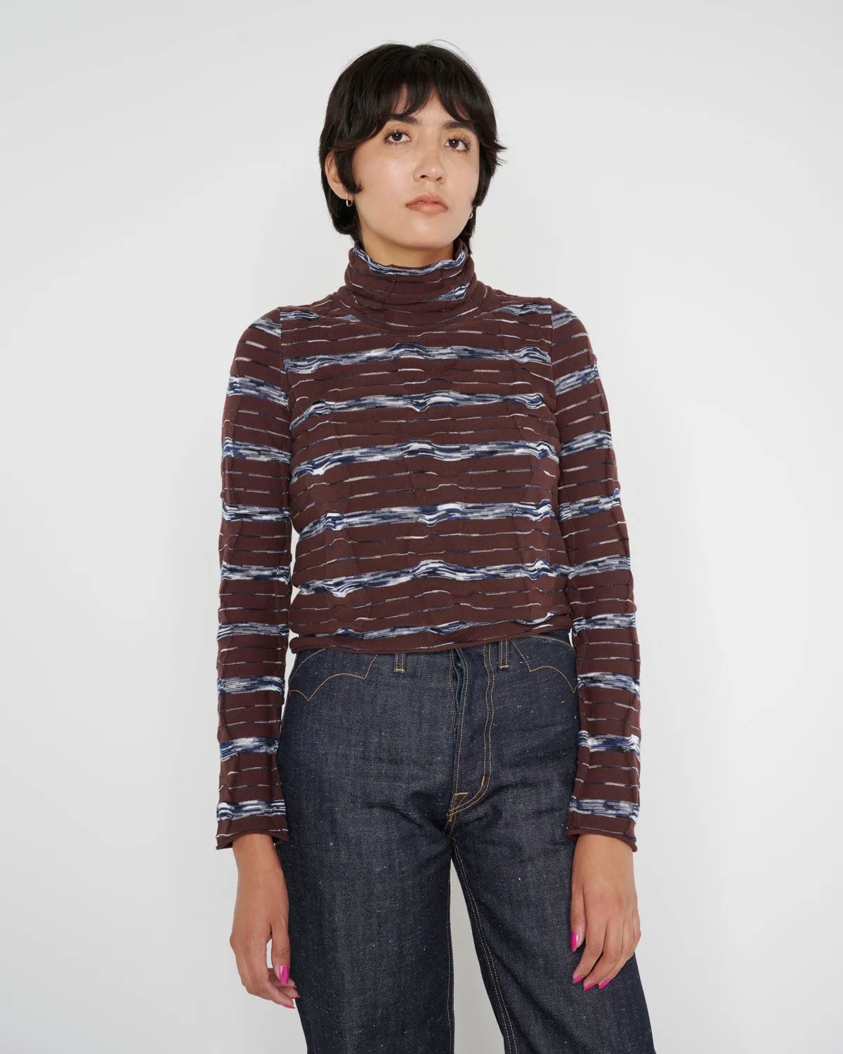 Space Dye Turtleneck - Navy Multi