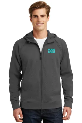 Sport-Tek Rival Tech Fleece Branded Full-Zip Hooded Jackets, Iron Grey