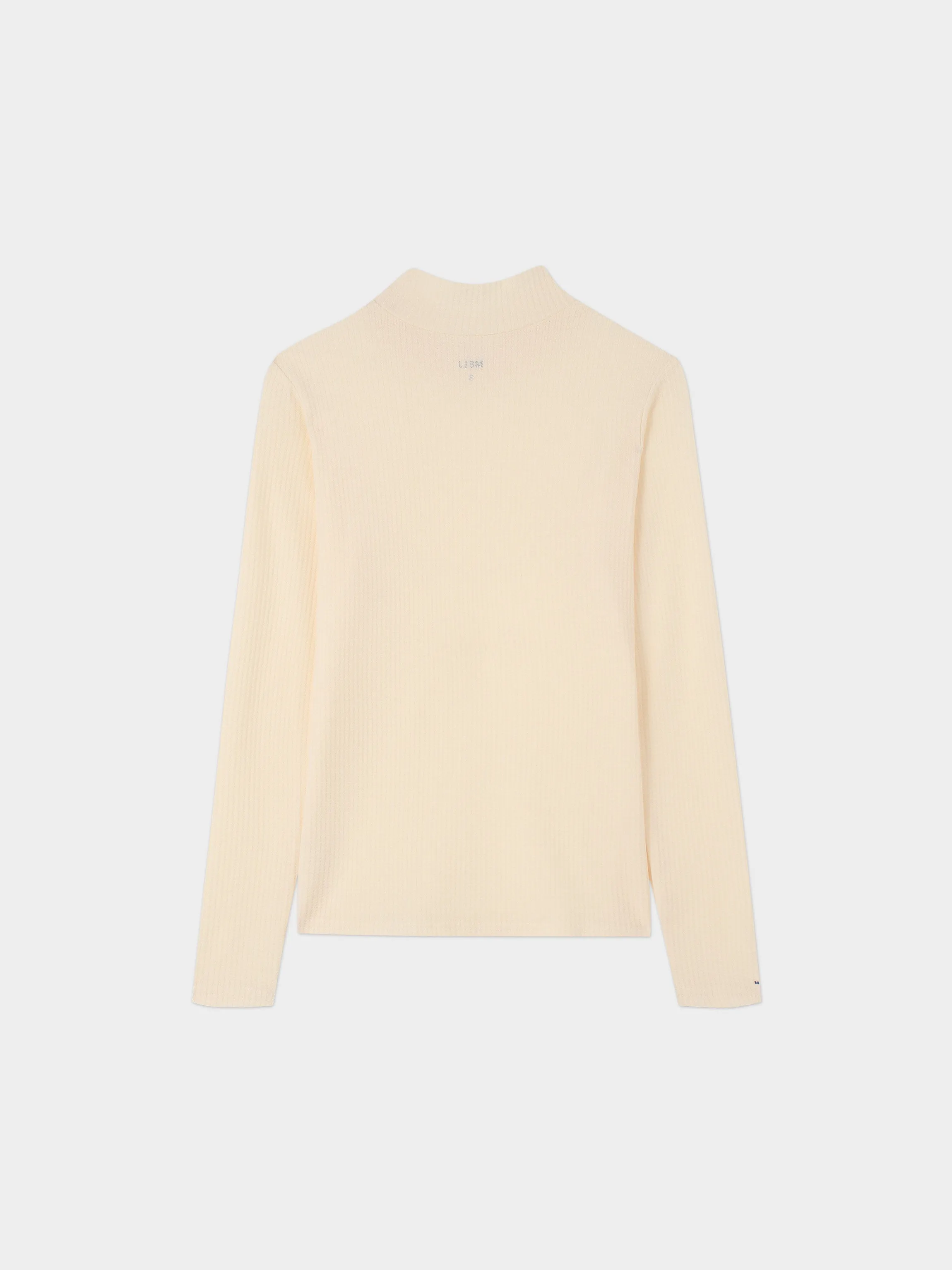 Textured Stretch Turtleneck-Ivory