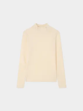 Textured Stretch Turtleneck-Ivory