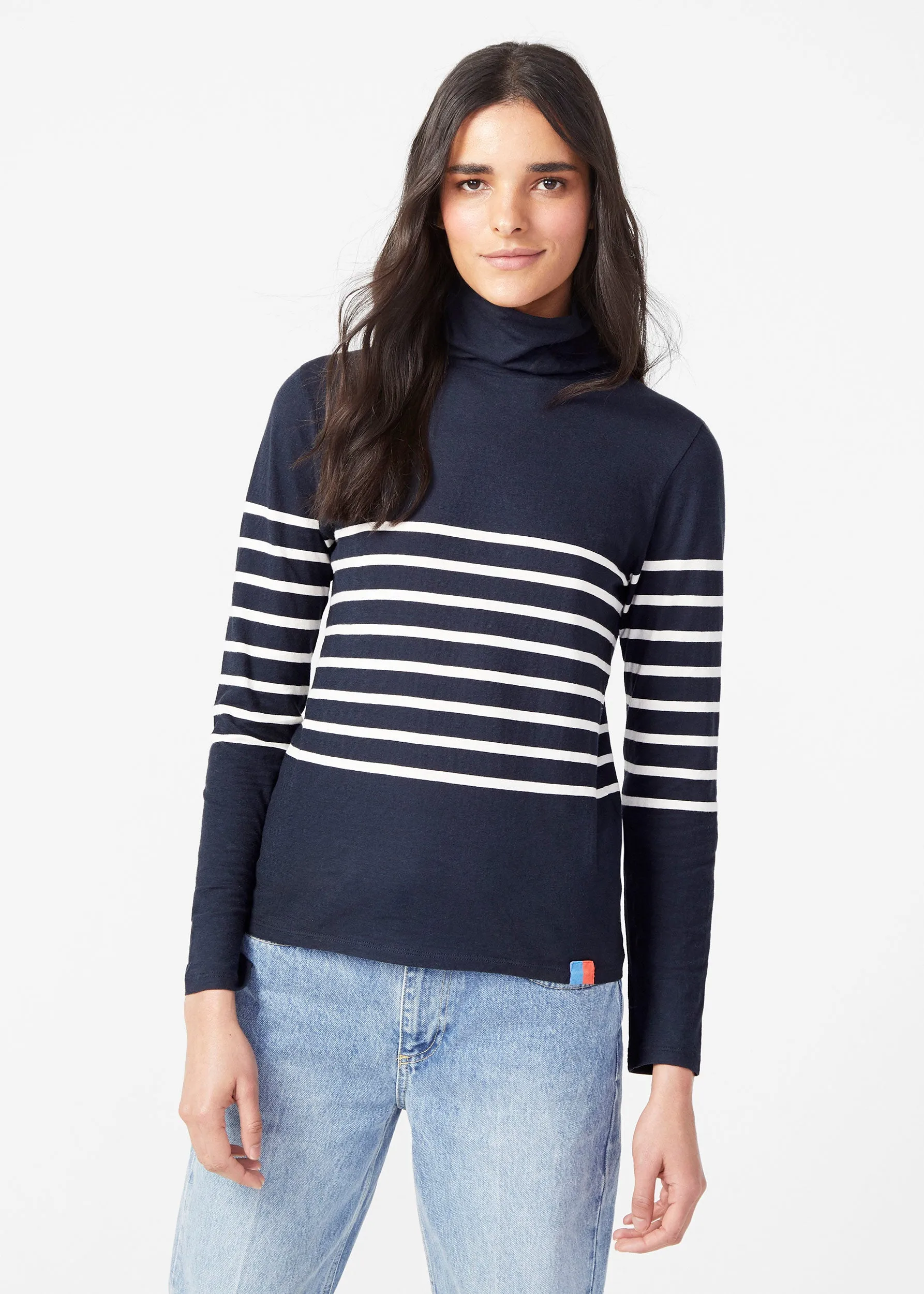 The Tissue Turtleneck - Navy/Cream