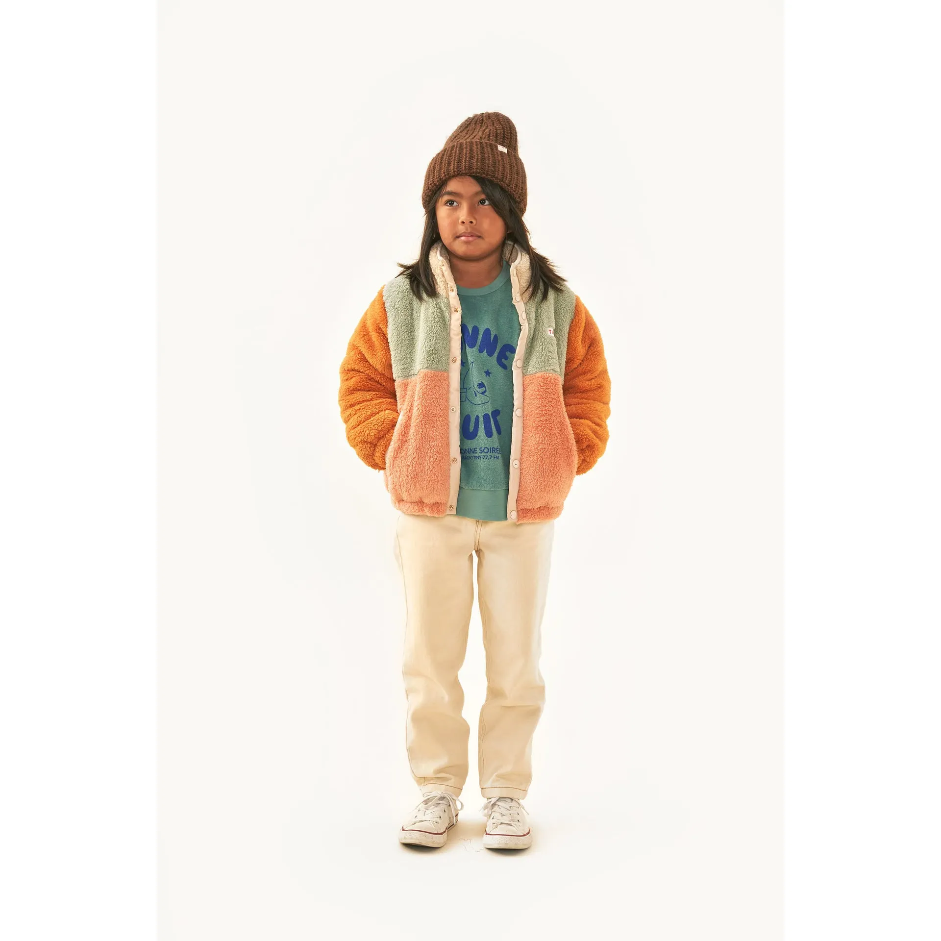 TINYCOTTONS Color Block Polar Sherpa Jacket Sage