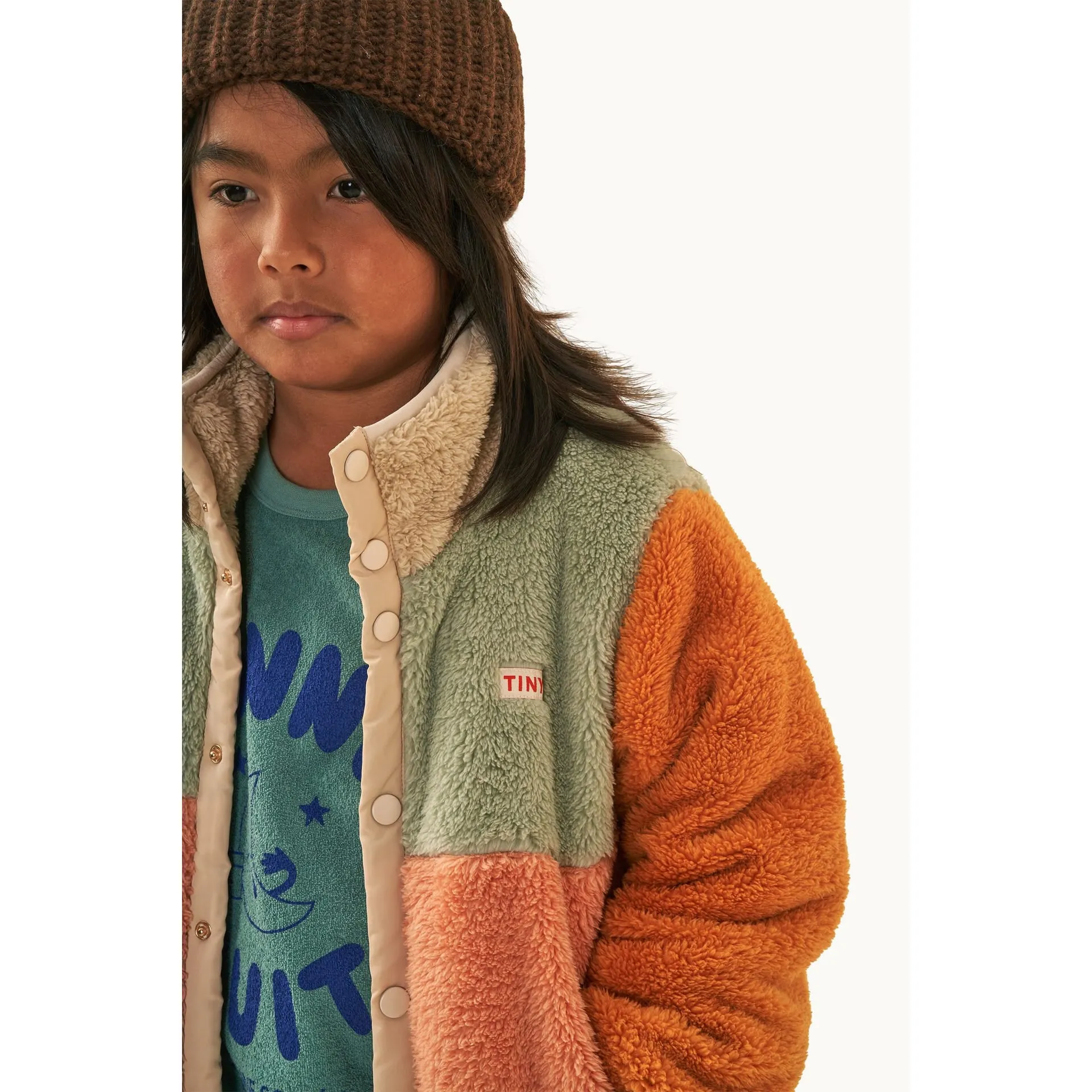 TINYCOTTONS Color Block Polar Sherpa Jacket Sage